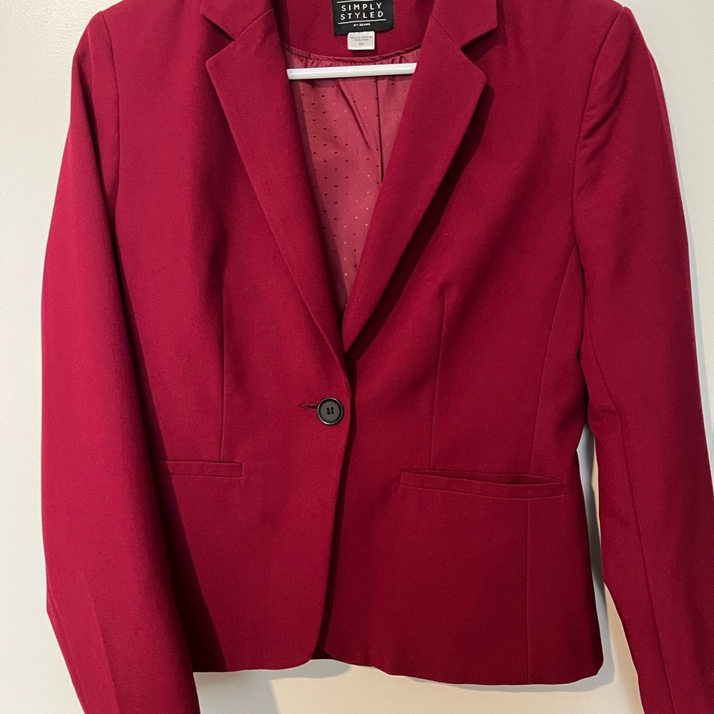 Red blazer small by simply styled fits like a medium